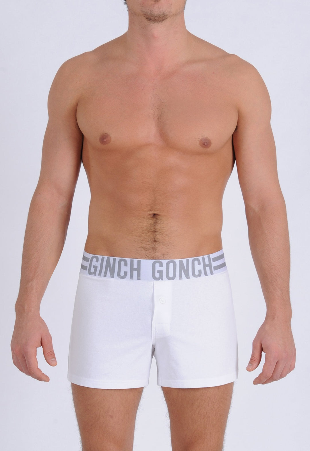 Ginch Gonch Men's Signature Series - Boxer Shorts - white button front boxers front
