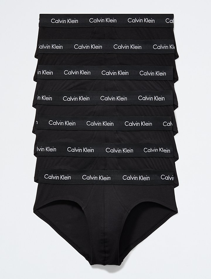 Calvin Klein Men's Cotton Stretch 7-Pack Hip Brief Black - Byron's Britches