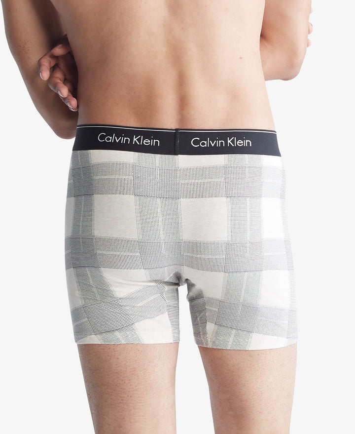 Calvin Klein Men's Modern Cotton Stretch Holiday Plaid Boxer Brief | Textured Plaid Oatmeal Heather
