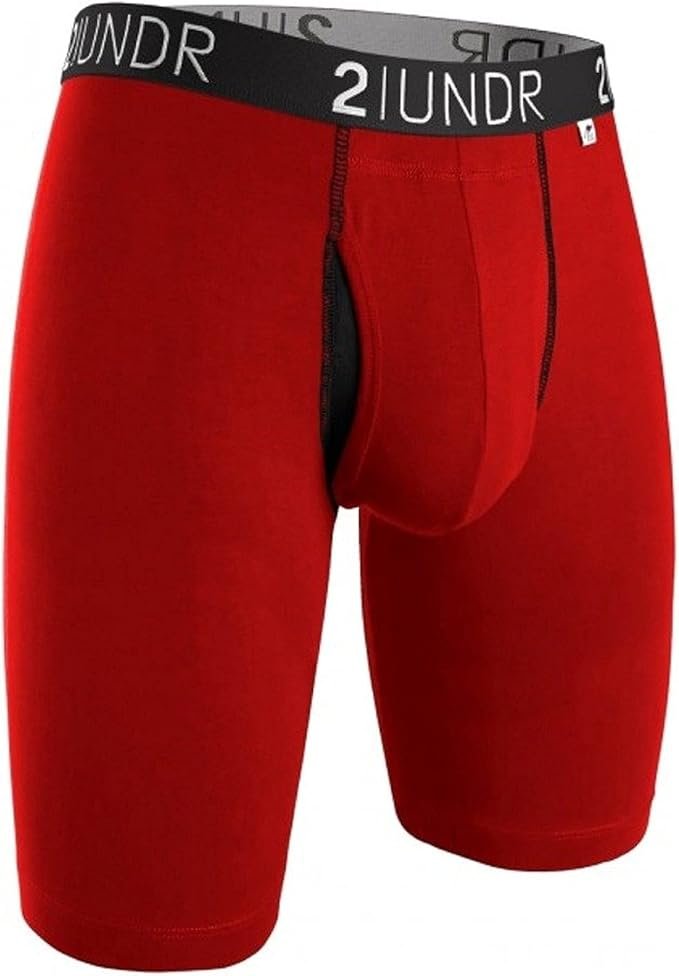 2UNDR Men's Swing Shift 9'' Boxer Briefs, Medium, Red