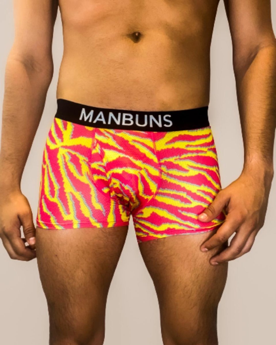 Manbuns Electric Zebra Boxer Trunk Underwear with Pouch
