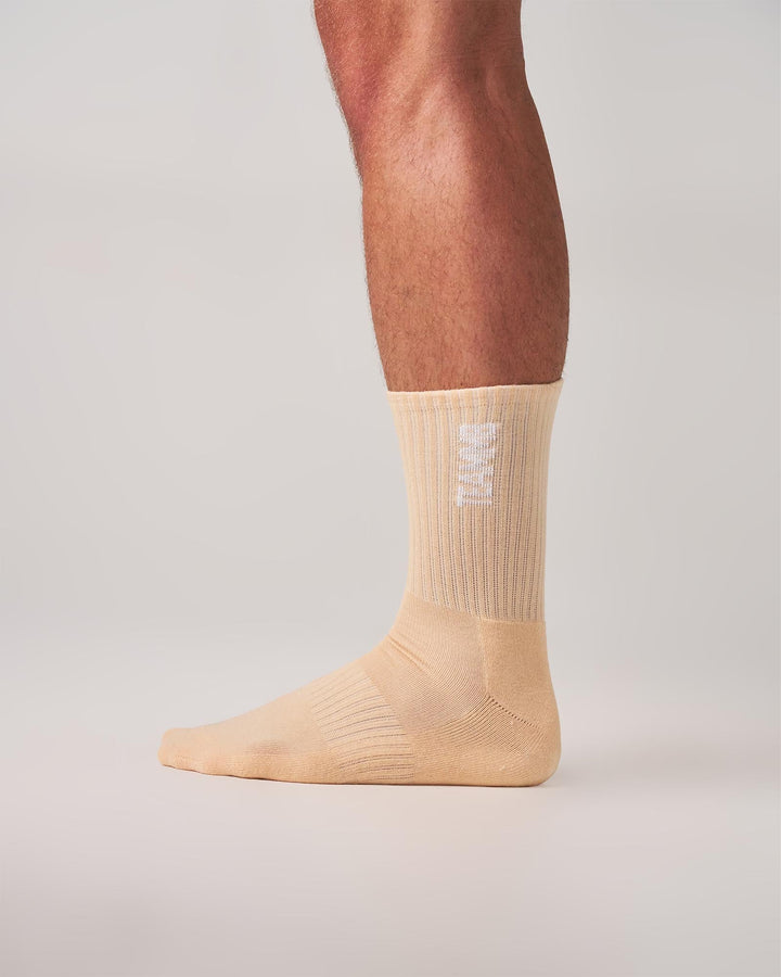 TEAMM8 Men's Crew Sport Socks - Tan & White