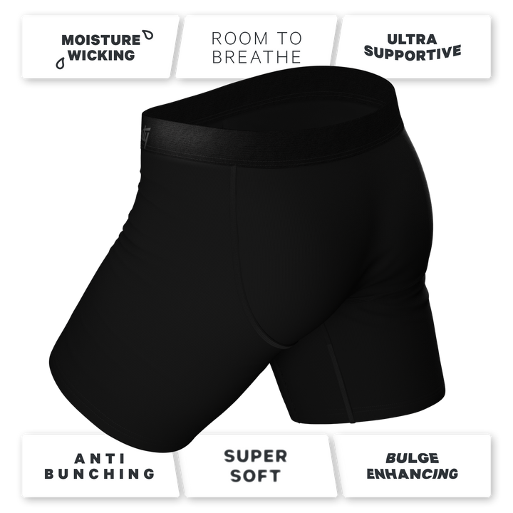The 009: Black Tuxedo Long Leg Boxer Briefs with Ball Hammock® Pouch