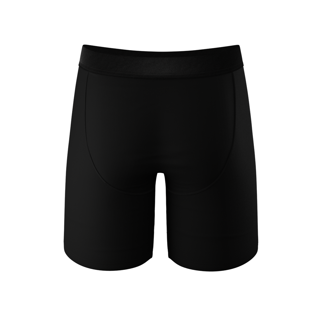The 009: Black Tuxedo Long Leg Boxer Briefs with Ball Hammock® Pouch