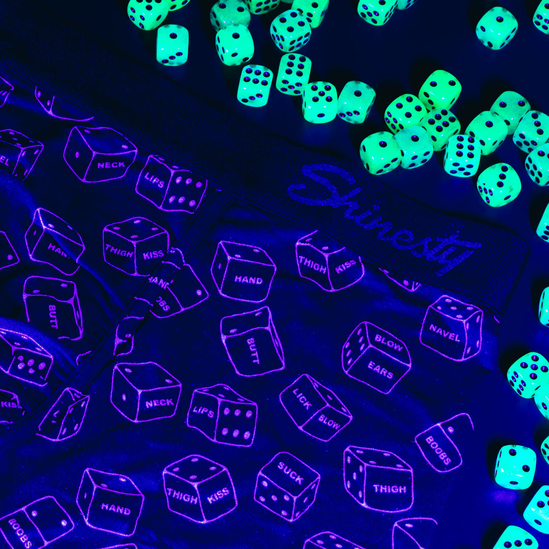 Shinesty The Free For All glow in the dark dice Ball Hammock underwear – men's novelty dice boxer briefs