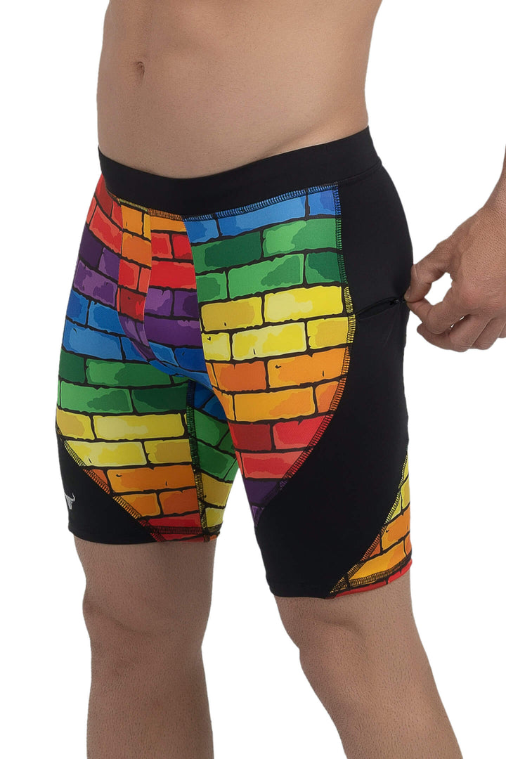 Matador Meggings Pride Rainbow men's compression shorts – vibrant rainbow squat-proof hybrid shorts