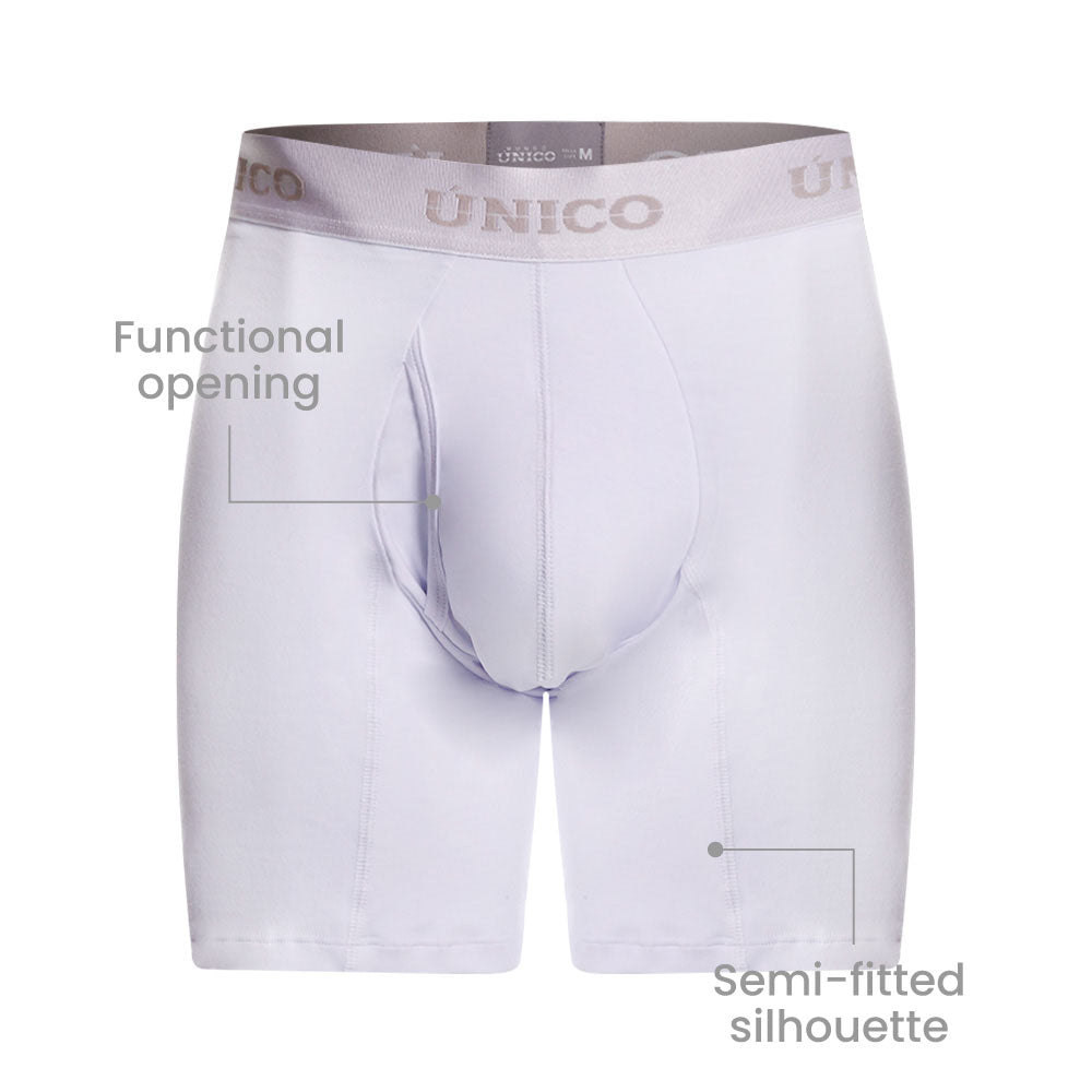 MUNDO ÚNICO Relax Fit White Mid Boxer Briefs (BOXER MEDIO RELAX FIT WHITE BLANCO)