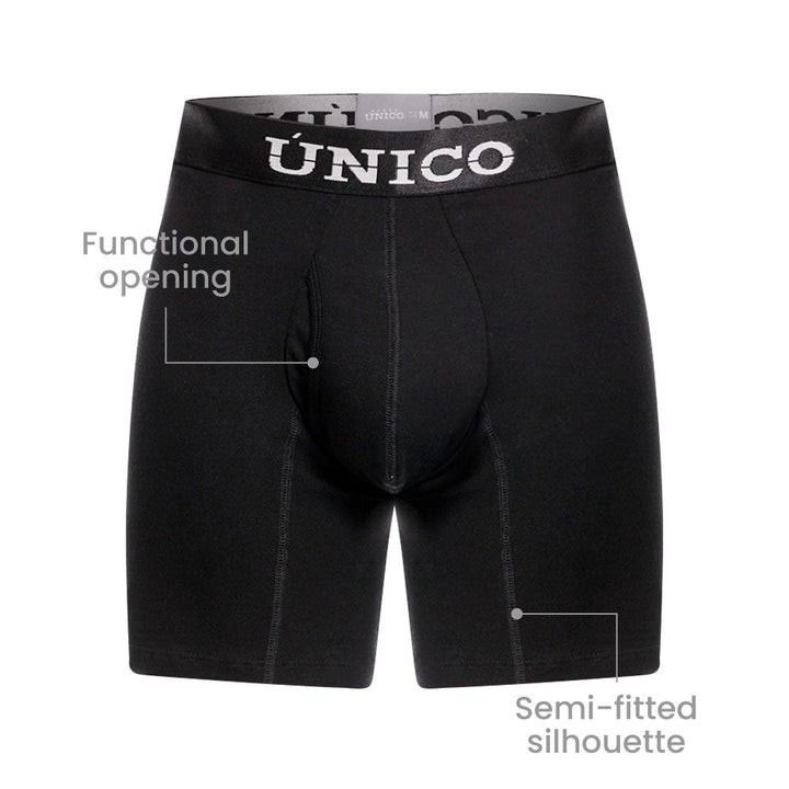 MUNDO ÚNICO "Relax Fit" Black Cotton Medium Boxer (BOXER MEDIO RELAX FIT BLACK NEGRO)