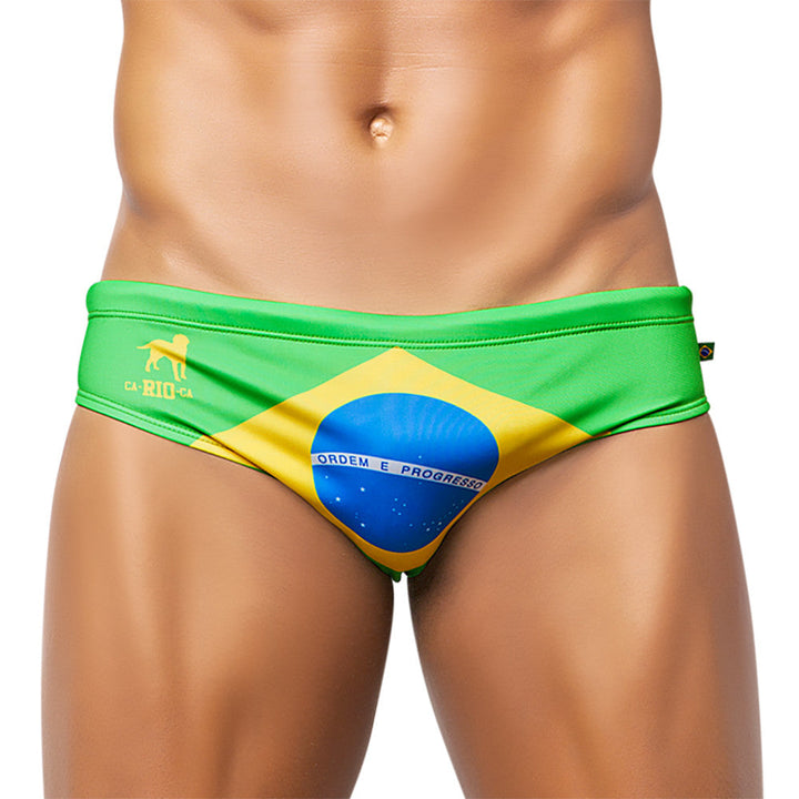 CA-RIO-CA Men's TEAM BRASIL FLAG SUNGA Designer Brazilian Sunga Swimwear in 