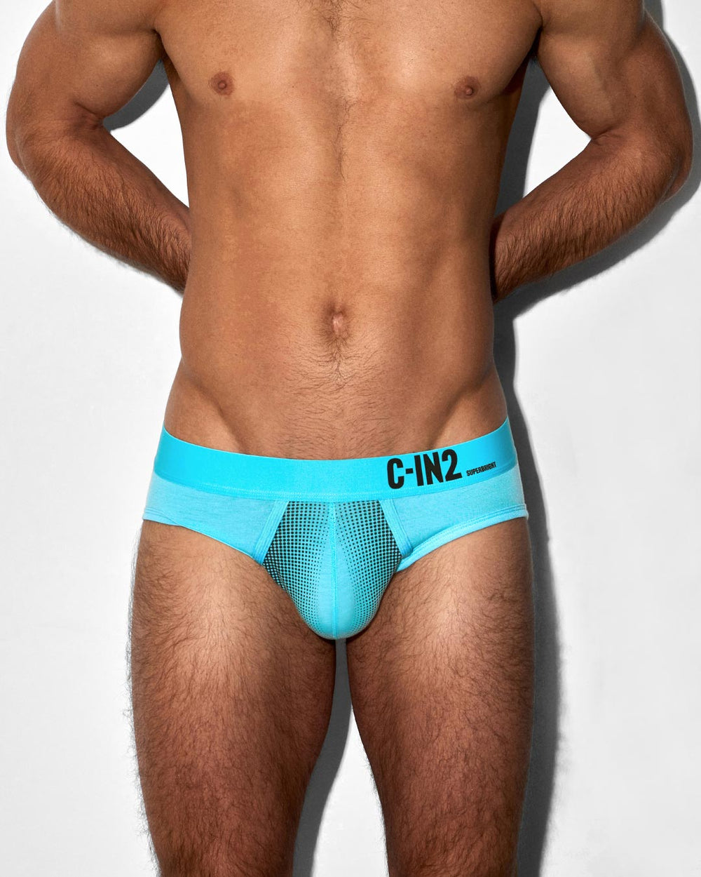 C-IN2 Super Bright Low Rise Brief in neon blue – men's neon halftone low rise brief