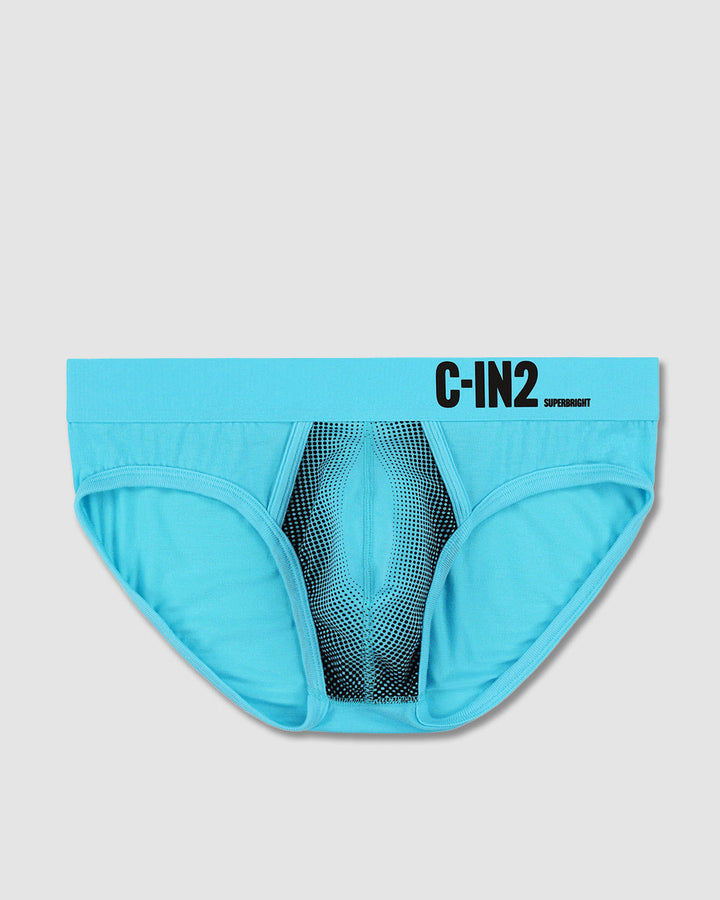 C-IN2 Super Bright Low Rise Brief in neon blue – men's neon halftone low rise brief