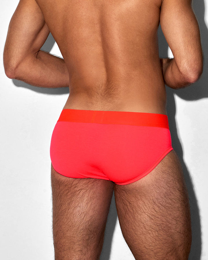C-IN2 Super Bright Low Rise Brief in neon red – men's neon halftone low rise brief