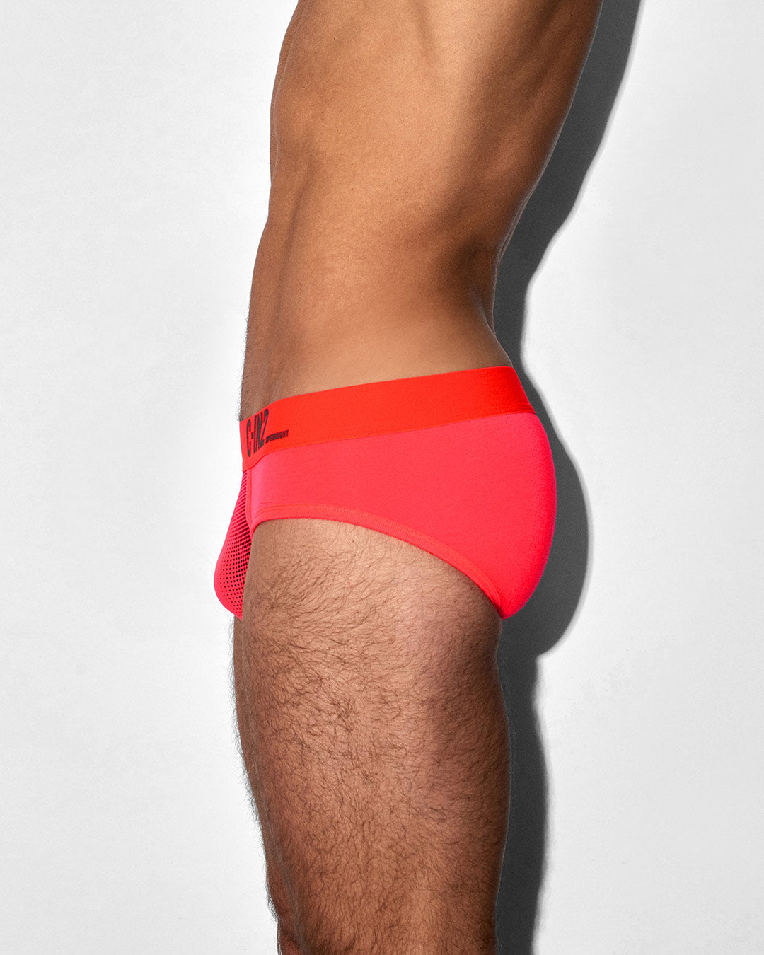 C-IN2 Super Bright Low Rise Brief in neon red – men's neon halftone low rise brief