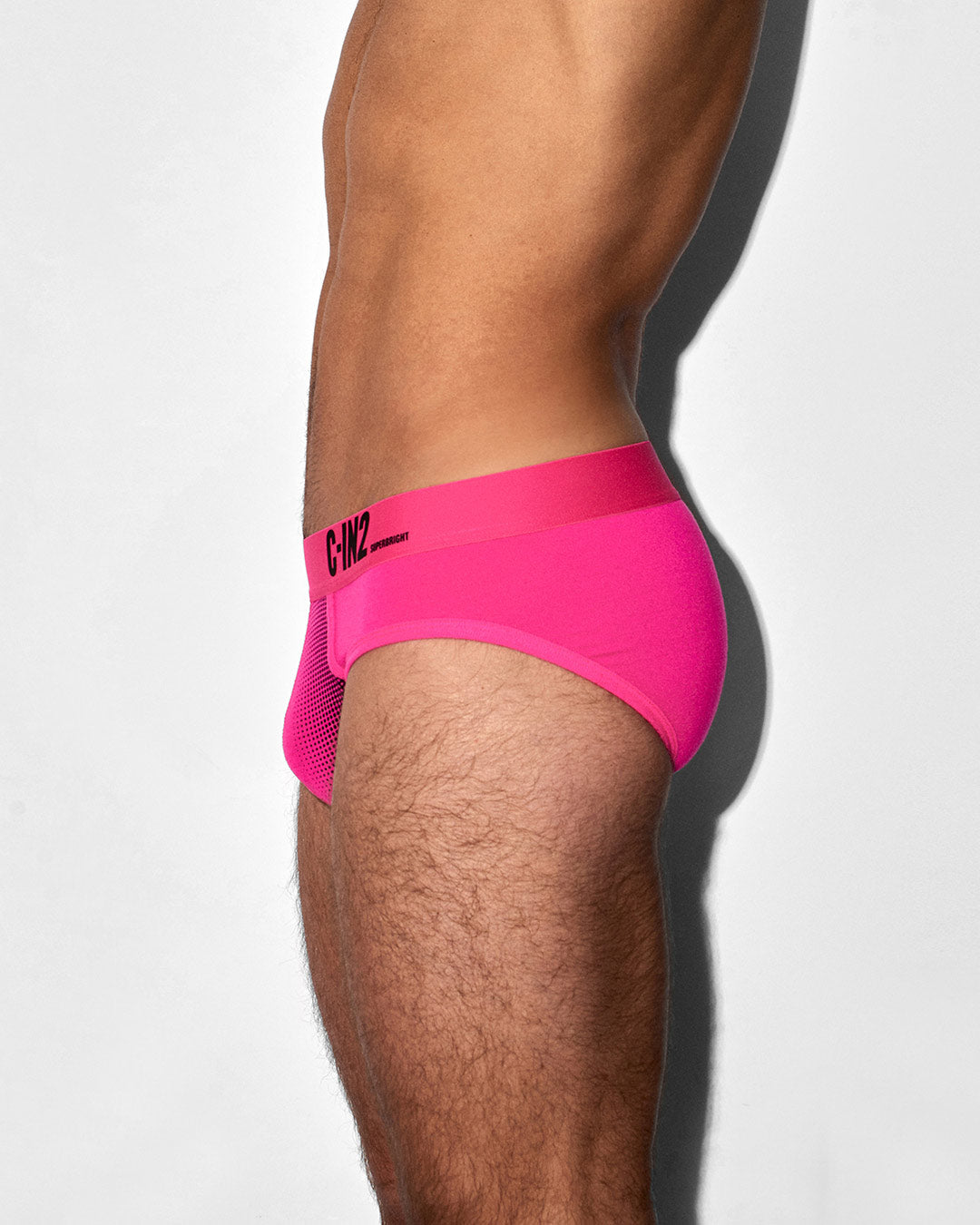 C-IN2 Super Bright Low Rise Brief in neon pink – men's neon halftone low rise brief