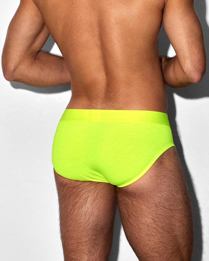 C-IN2 Super Bright Low Rise Brief in neon yellow – men's neon halftone low rise brief