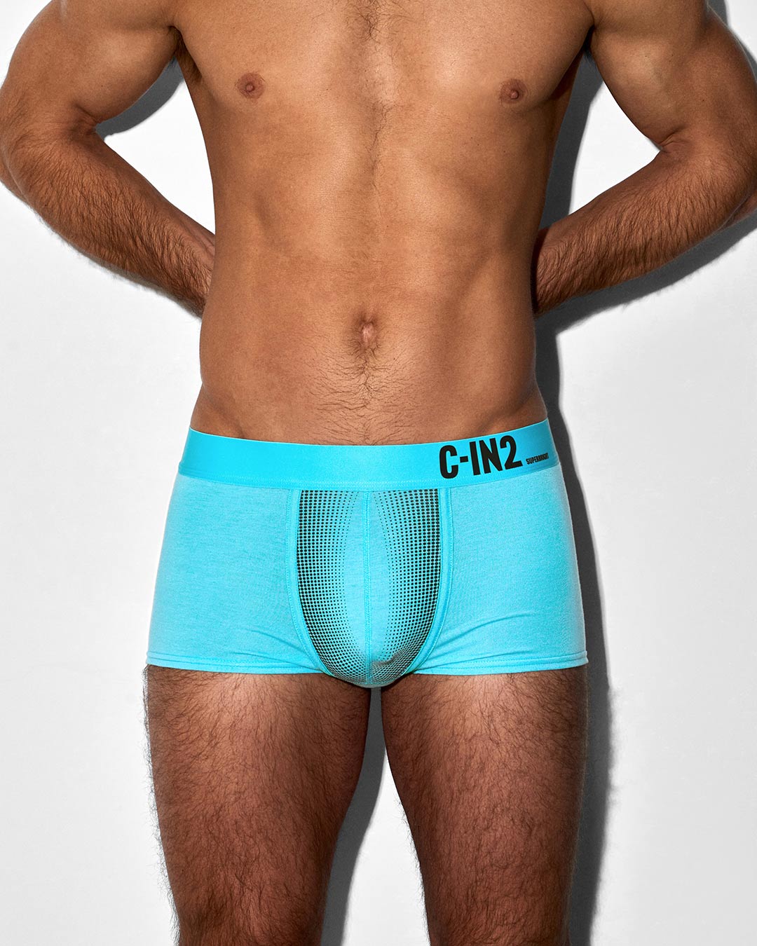 C-IN2 Super Bright Trunk in neon blue – men's neon halftone low rise trunk underwear