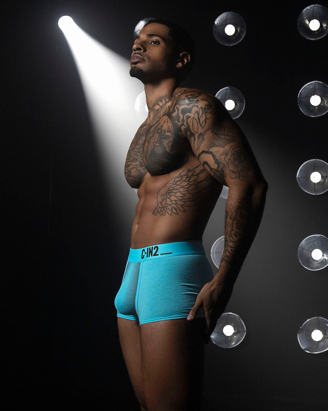 C-IN2 Super Bright Trunk in neon blue – men's neon halftone low rise trunk underwear