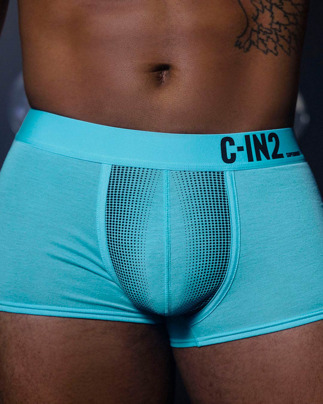 C-IN2 Super Bright Trunk in neon blue – men's neon halftone low rise trunk underwear