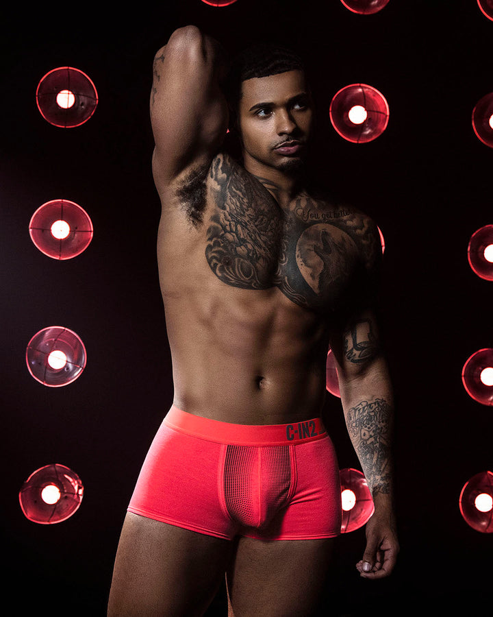 C-IN2 Super Bright Trunk in neon red – men's neon halftone low rise trunk underwear