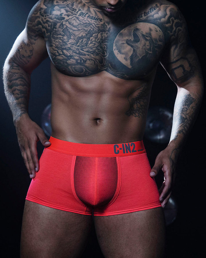 C-IN2 Super Bright Trunk in neon red – men's neon halftone low rise trunk underwear