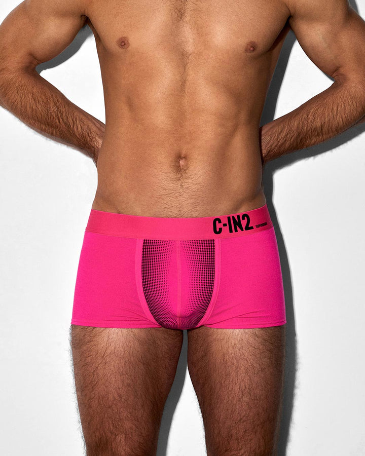 C-IN2 Super Bright Trunk in neon pink – men's neon halftone low rise trunk underwear