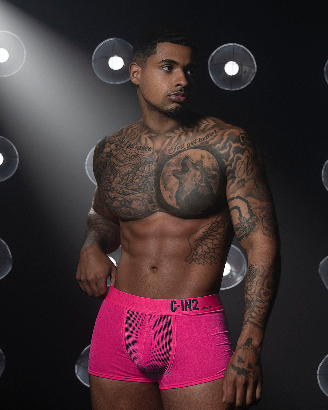 C-IN2 Super Bright Trunk in neon pink – men's neon halftone low rise trunk underwear