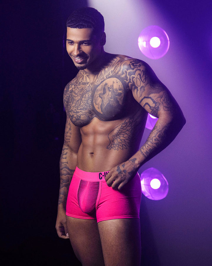 C-IN2 Super Bright Trunk in neon pink – men's neon halftone low rise trunk underwear