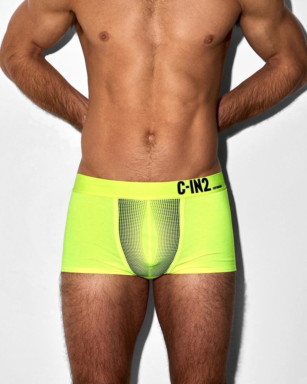 C-IN2 Super Bright Trunk in neon yellow – men's neon halftone low rise trunk underwear