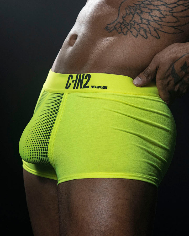 C-IN2 Super Bright Trunk in neon yellow – men's neon halftone low rise trunk underwear