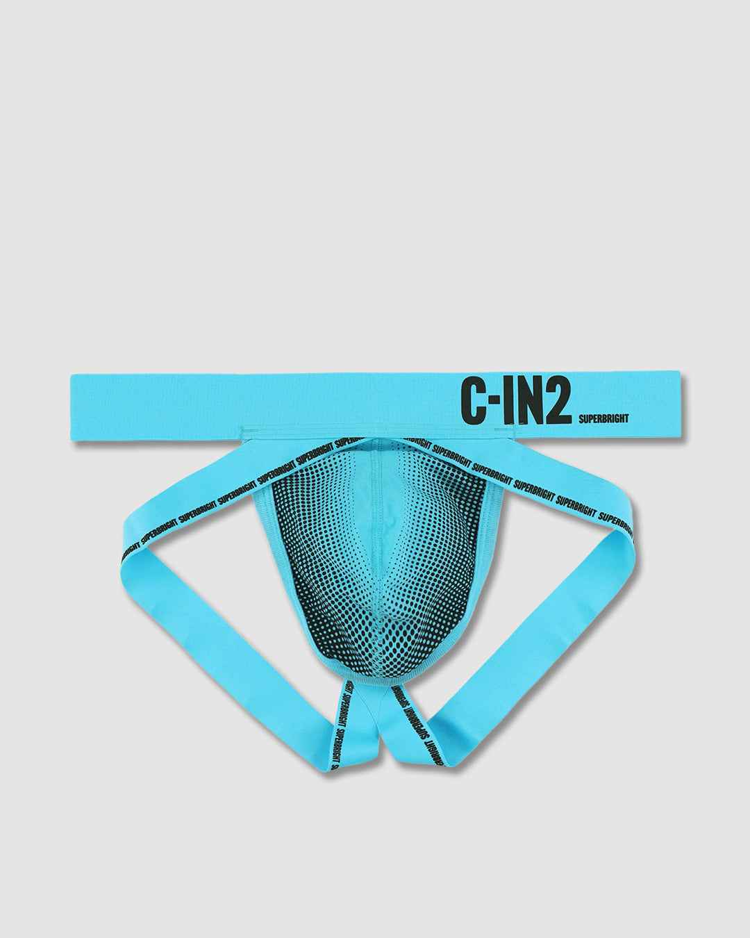 C-IN2 Super Bright Jock in neon blue – men's neon halftone athletic jockstrap