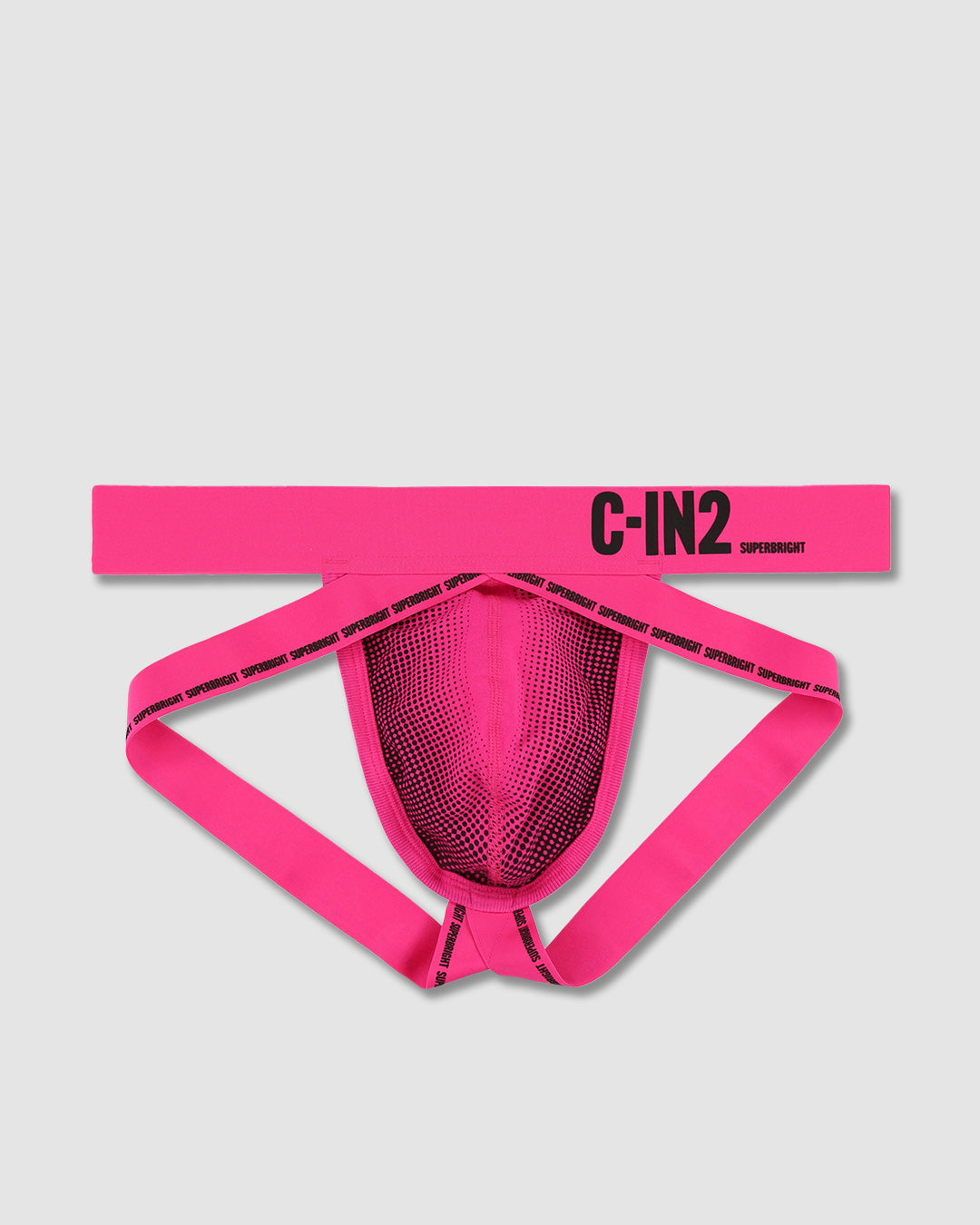 C-IN2 Super Bright Jock in neon pink – men's neon halftone athletic jockstrap