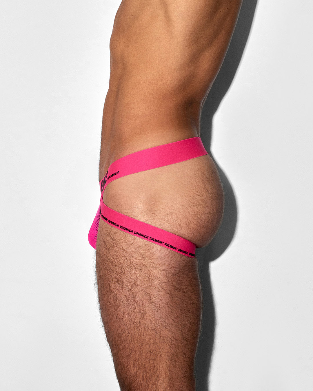 C-IN2 Super Bright Jock in neon pink – men's neon halftone athletic jockstrap