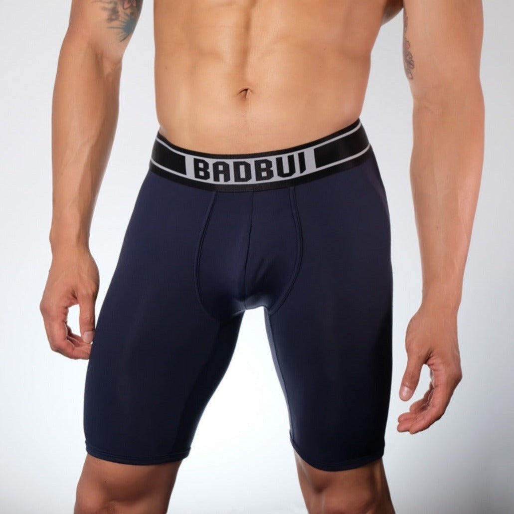 BADBUI Micro Fiber Boxer Brief in navy grey – men's Italian micro fiber 8 inch boxer brief