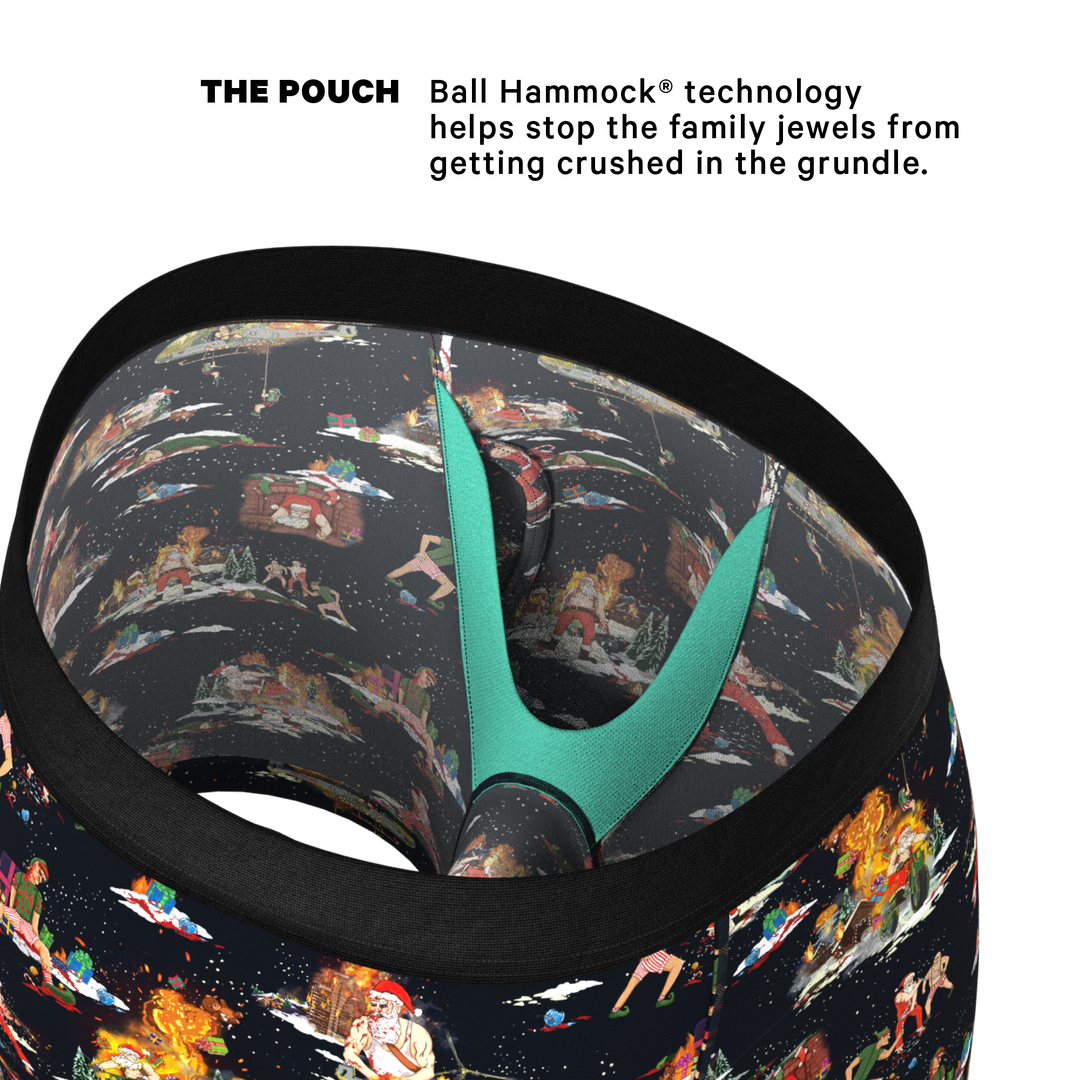 The 12 Slays of Christmas: Men's Ball Hammock® Pouch Underwear with Fly & Dark Christmas Scene Print