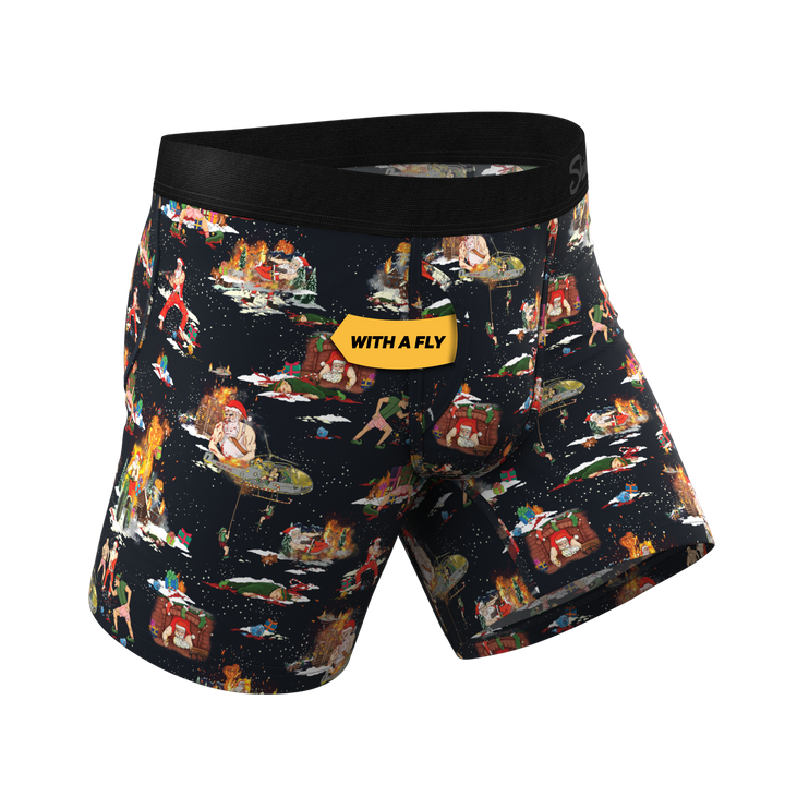 The 12 Slays of Christmas: Men's Ball Hammock® Pouch Underwear with Fly & Dark Christmas Scene Print