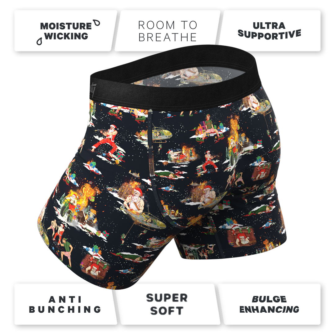 The 12 Slays of Christmas: Men's Ball Hammock® Pouch Underwear with Fly & Dark Christmas Scene Print