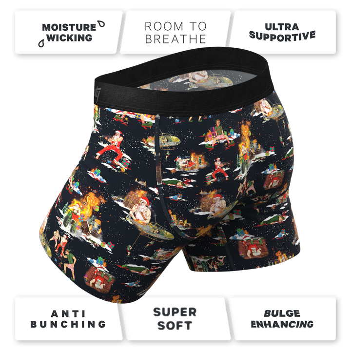 The 12 Slays of Christmas: Men's Ball Hammock® Pouch Underwear with Fly & Dark Christmas Scene Print