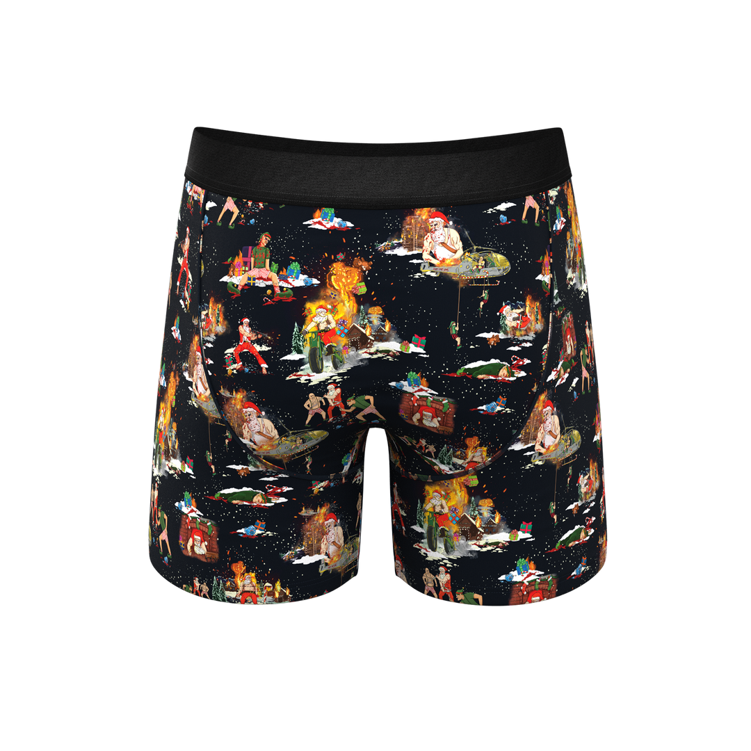 The 12 Slays of Christmas: Men's Ball Hammock® Pouch Underwear with Fly & Dark Christmas Scene Print