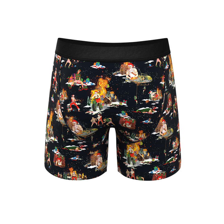 The 12 Slays of Christmas: Men's Ball Hammock® Pouch Underwear with Fly & Dark Christmas Scene Print
