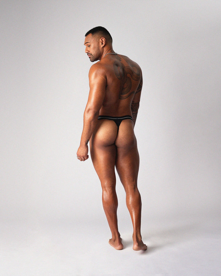 TEAMM8 Icon Thong - Onyx Black Men's Minimalist Designer Underwear