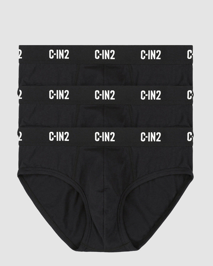 C-IN2 Premium Stretch 3-Pack Mid Rise Brief in black – men's mid-rise cotton-modal brief 3-pack