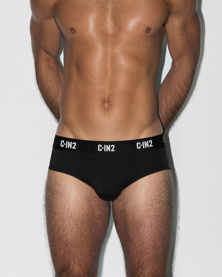 C-IN2 Premium Stretch 3-Pack Mid Rise Brief in black – men's mid-rise cotton-modal brief 3-pack
