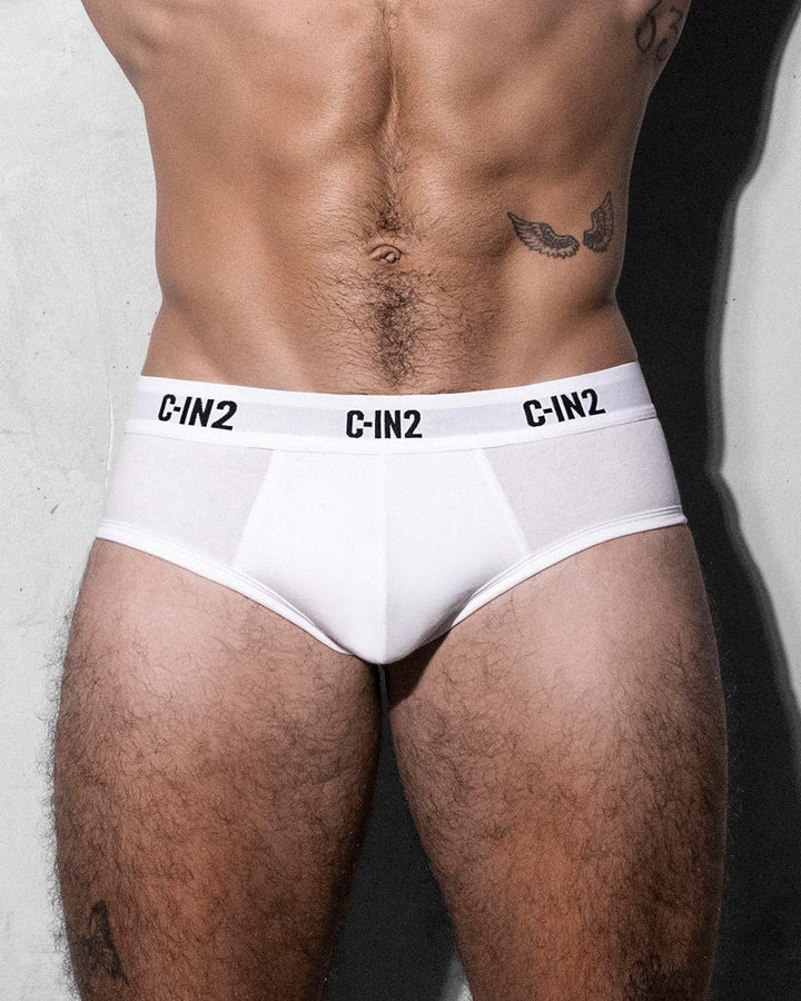 C-IN2 Premium Stretch 3-Pack Mid Rise Brief in white – men's mid-rise cotton-modal brief 3-pack