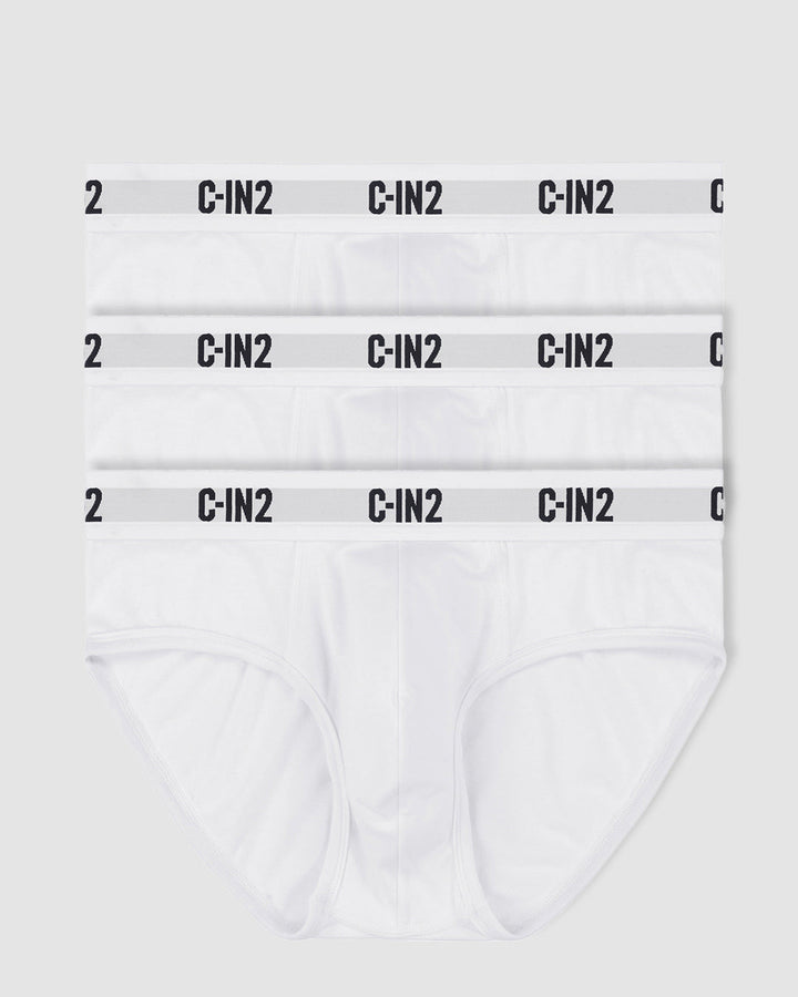 C-IN2 Premium Stretch 3-Pack Mid Rise Brief in white – men's mid-rise cotton-modal brief 3-pack