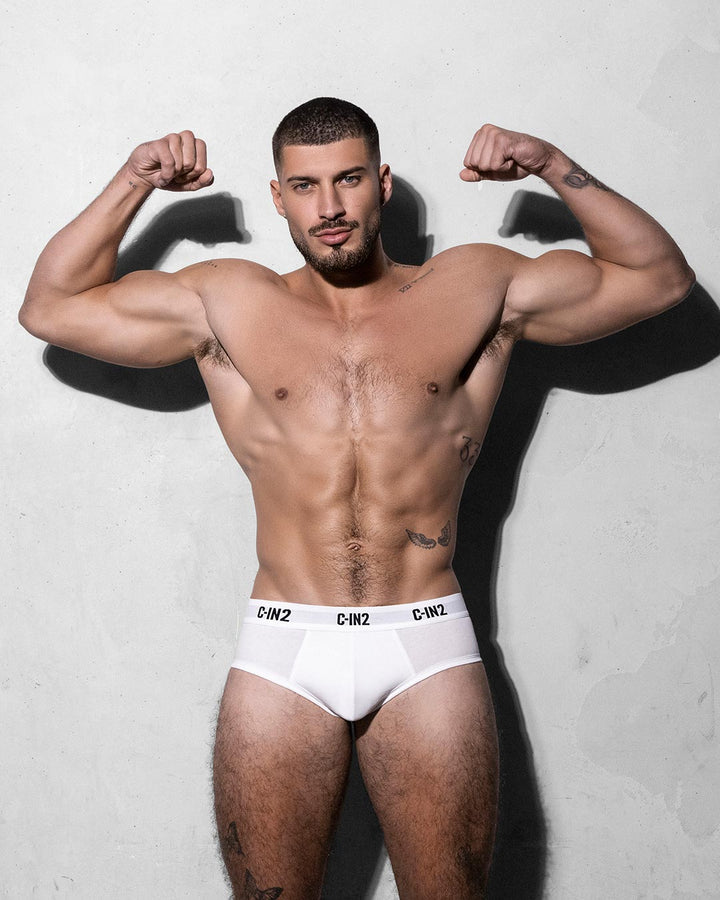 C-IN2 Premium Stretch 3-Pack Mid Rise Brief in white – men's mid-rise cotton-modal brief 3-pack