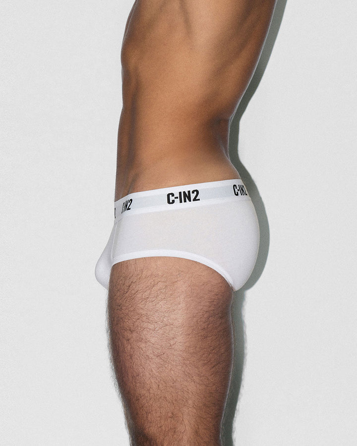 C-IN2 Premium Stretch 3-Pack Mid Rise Brief in white – men's mid-rise cotton-modal brief 3-pack