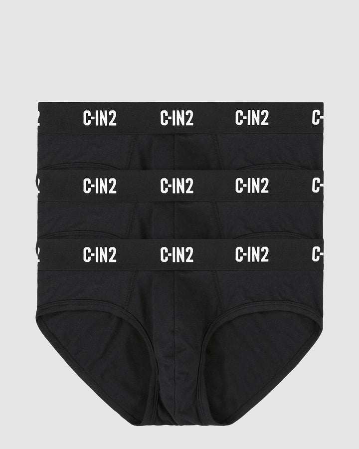 C-IN2 Premium Stretch 3-Pack Low Rise Brief in black – men's low-rise cotton-modal brief 3-pack