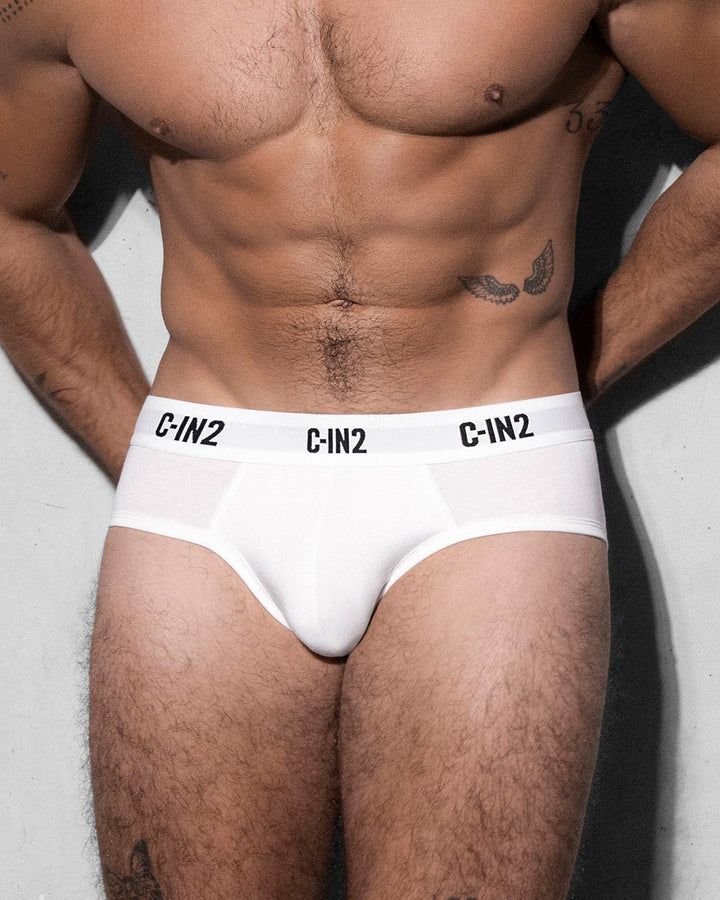 C-IN2 Premium Stretch 3-Pack Low Rise Brief in white – men's low-rise cotton-modal brief 3-pack