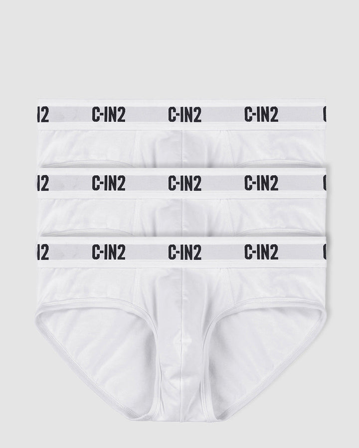 C-IN2 Premium Stretch 3-Pack Low Rise Brief in white – men's low-rise cotton-modal brief 3-pack