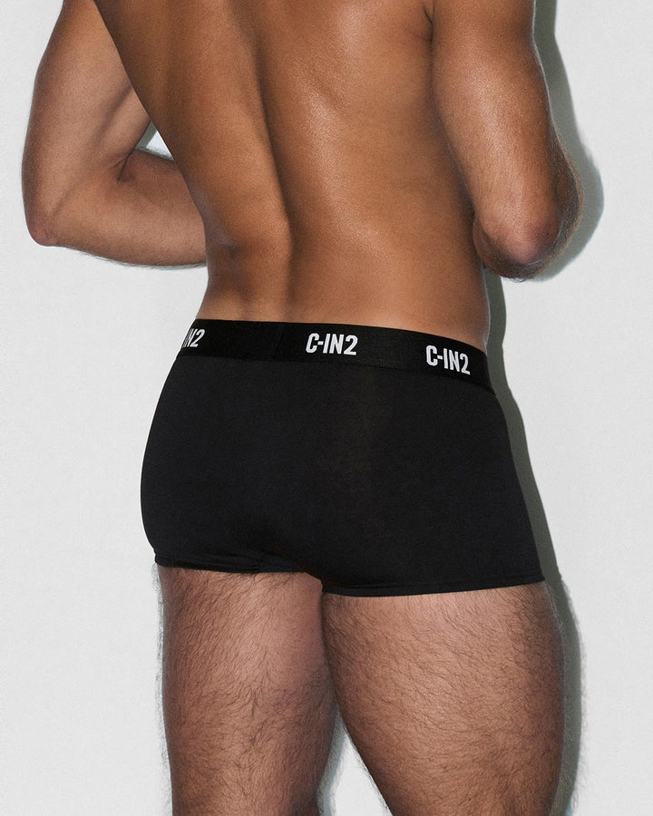 C-IN2 Premium Stretch 3-Pack Trunk in black – men's mid-rise cotton-modal trunk 3-pack
